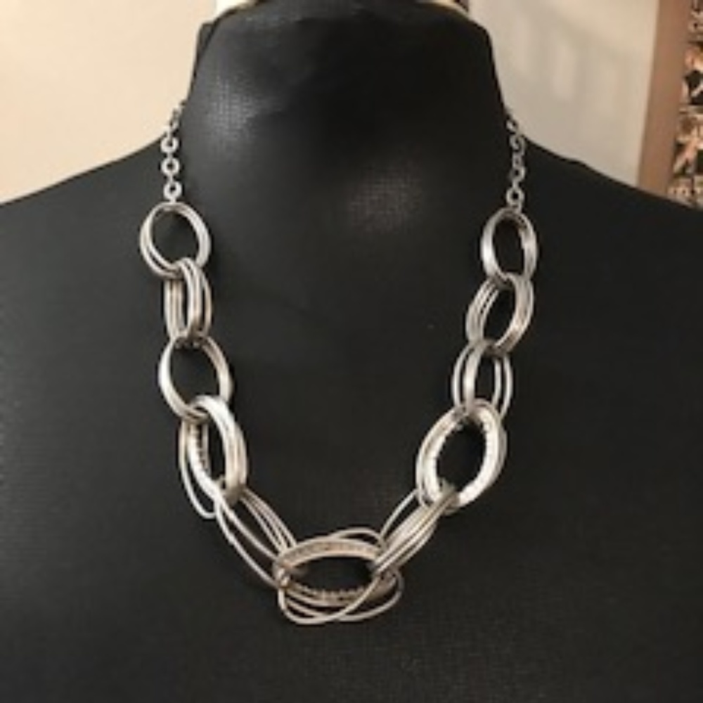 Silver Chain and Rhinestone Necklace